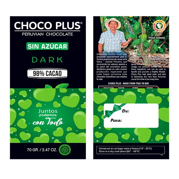 BARRA DARK 98% SIN AZUCAR 70 G