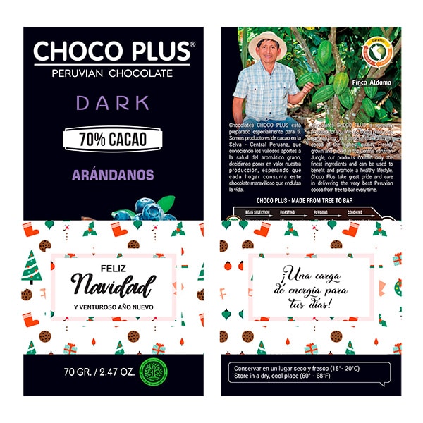 BARRA DARK 70% CON ARÁNDANO 70 G