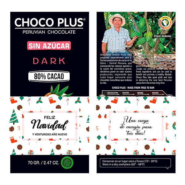 BARRA DARK 80% SIN AZUCAR 70 G